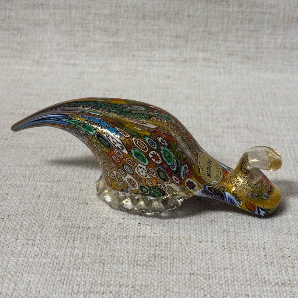 GlassOfVenice Murano Glass Golden Quilt Millefiori Slipper - Picture 5 of 8